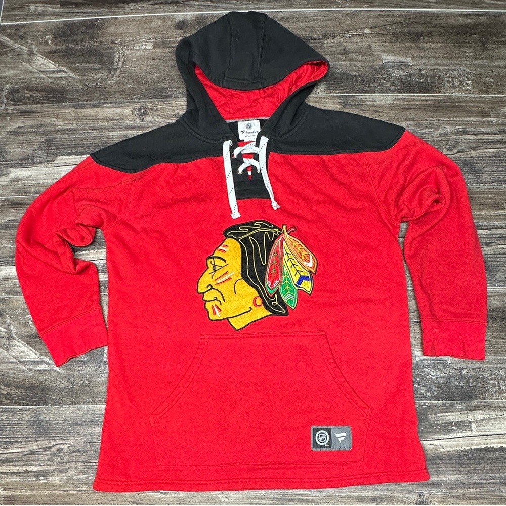 Chicago Blackhawks Lace Up Hoodie Fanatics NHL Red Mens Large